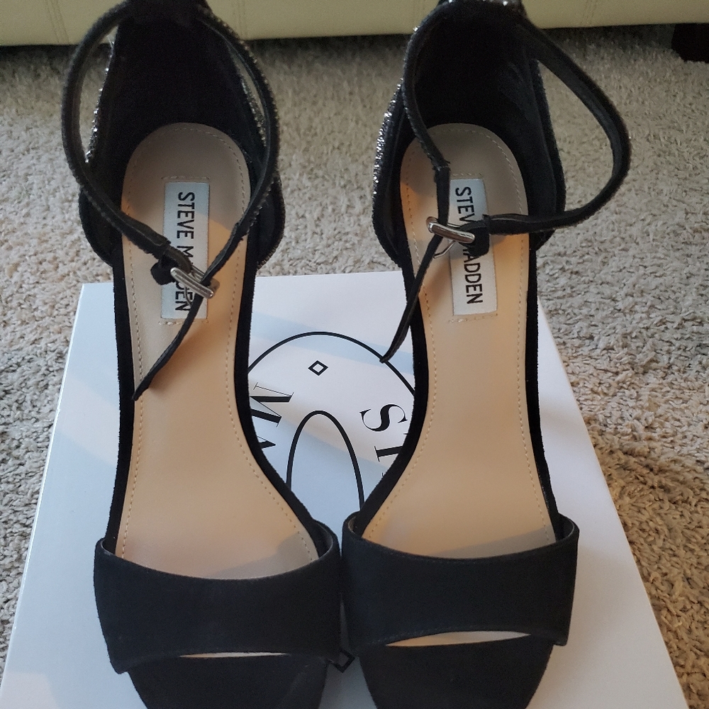 Kisha-R Black multi platform open toe shoe.